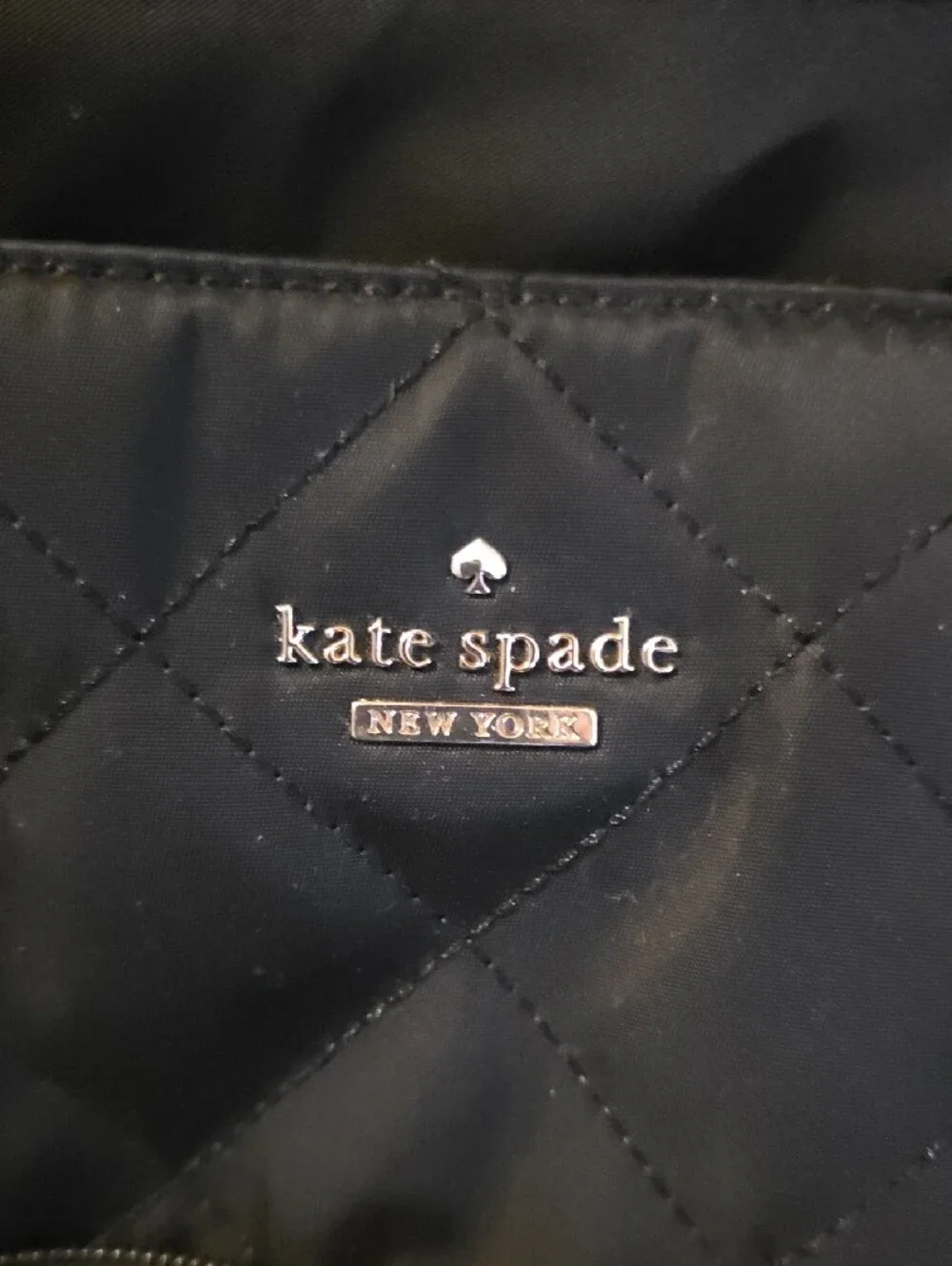 kate spade Black Quilted Nylon Tote with Chain-Link Handles